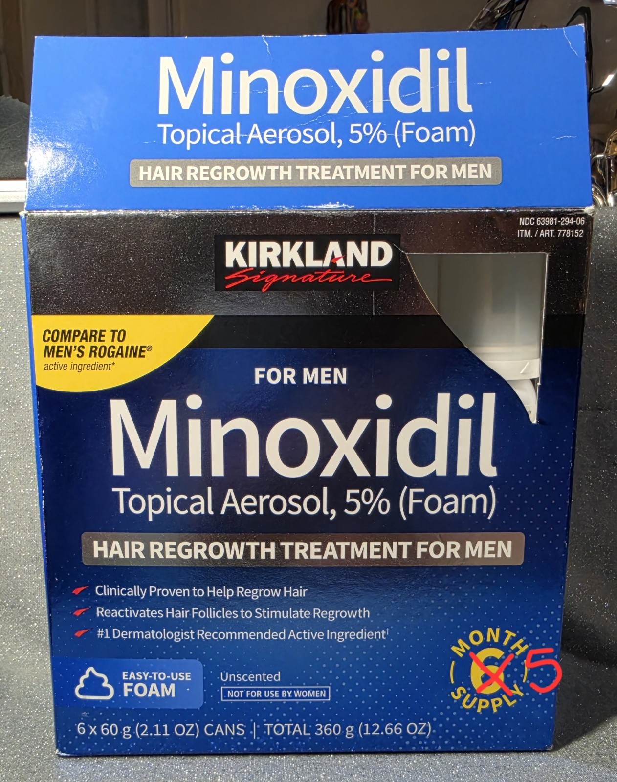 Kirkland Hair Regrowth Treatment 5% Minoxidil Topical Aerosol Foam 5 Month Suppl