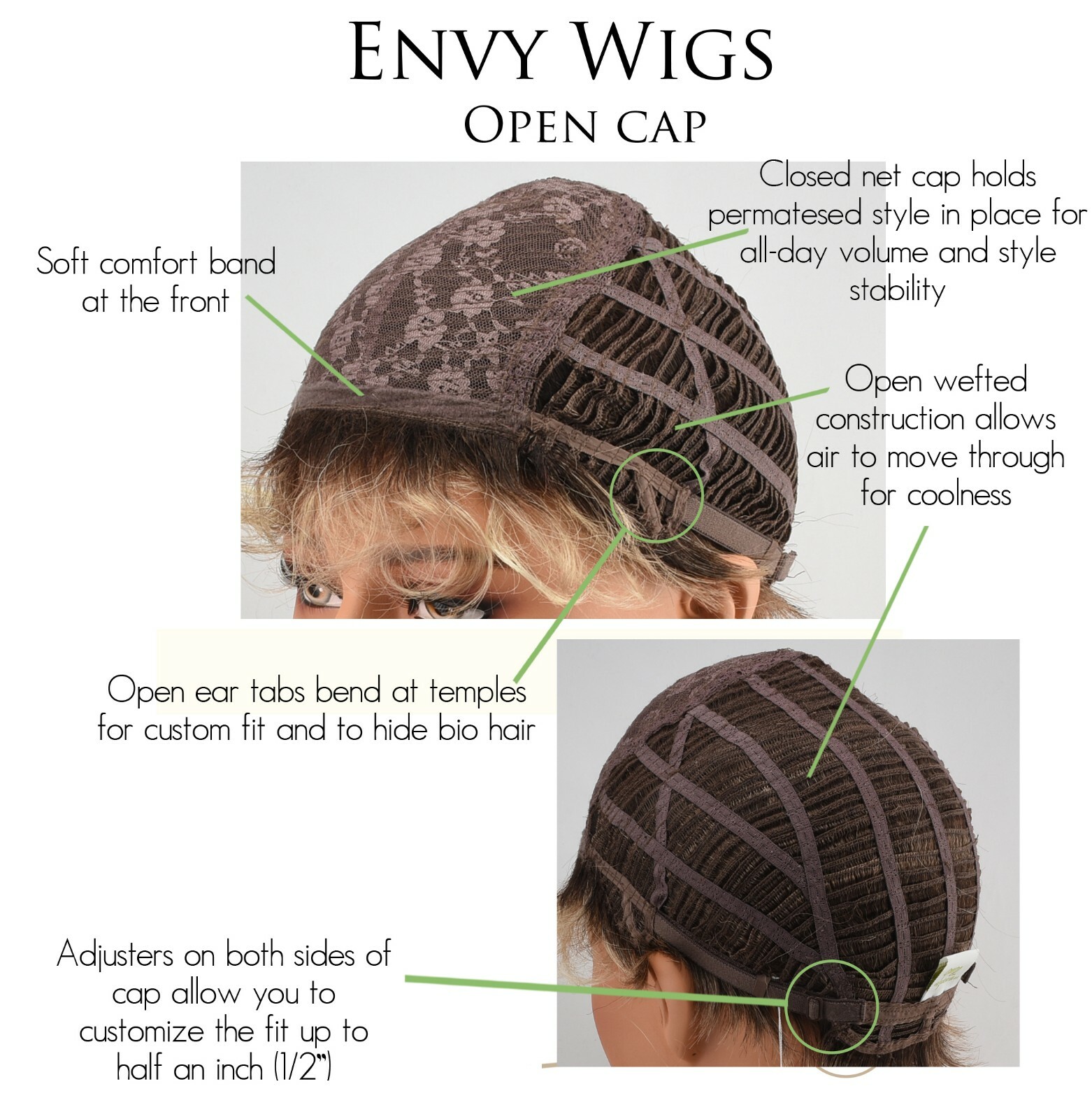 IVY Wig by ENVY, *ALL COLORS!* Short Pixie, Open Cap Wig, New!