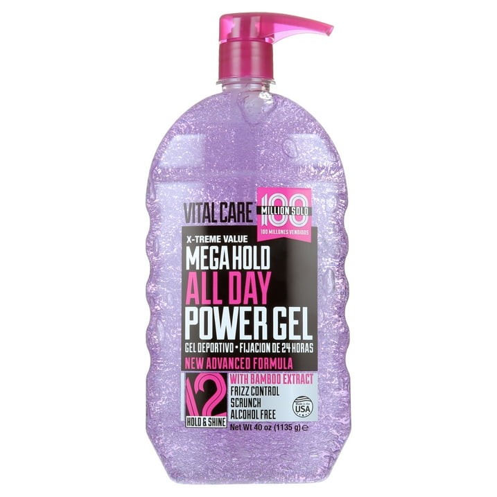 Vitalcare Mega Hold All Day Power Hair Gel 40 oz Alcohol Free Frizz Control