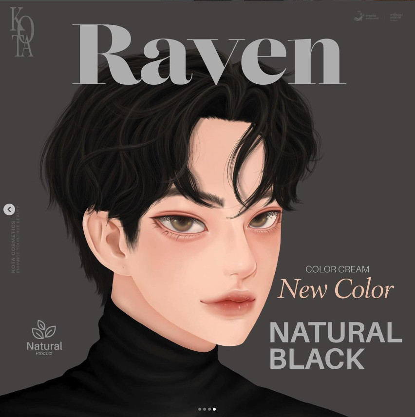 KOTA Hair Color Natural Organic Cream Extract 100g Natural Black ( Raven)