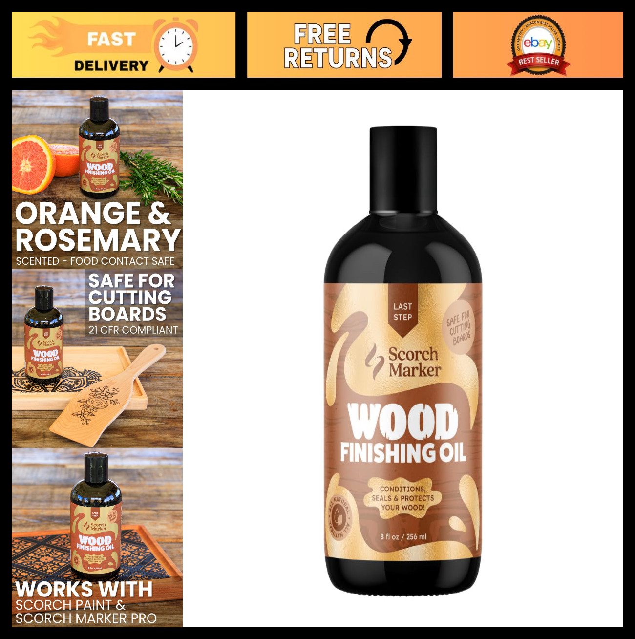 Food Safe Cutting Board Oil – Butcher Block & Wood Conditioner, 8oz, MCT Oil