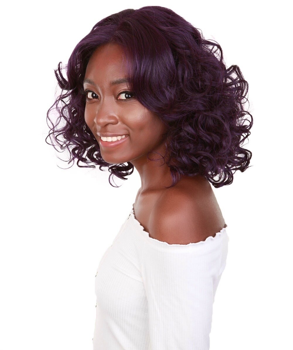 Curly 13 in 4X4 Hand Tied Lace Front Wig, Violet Blend
