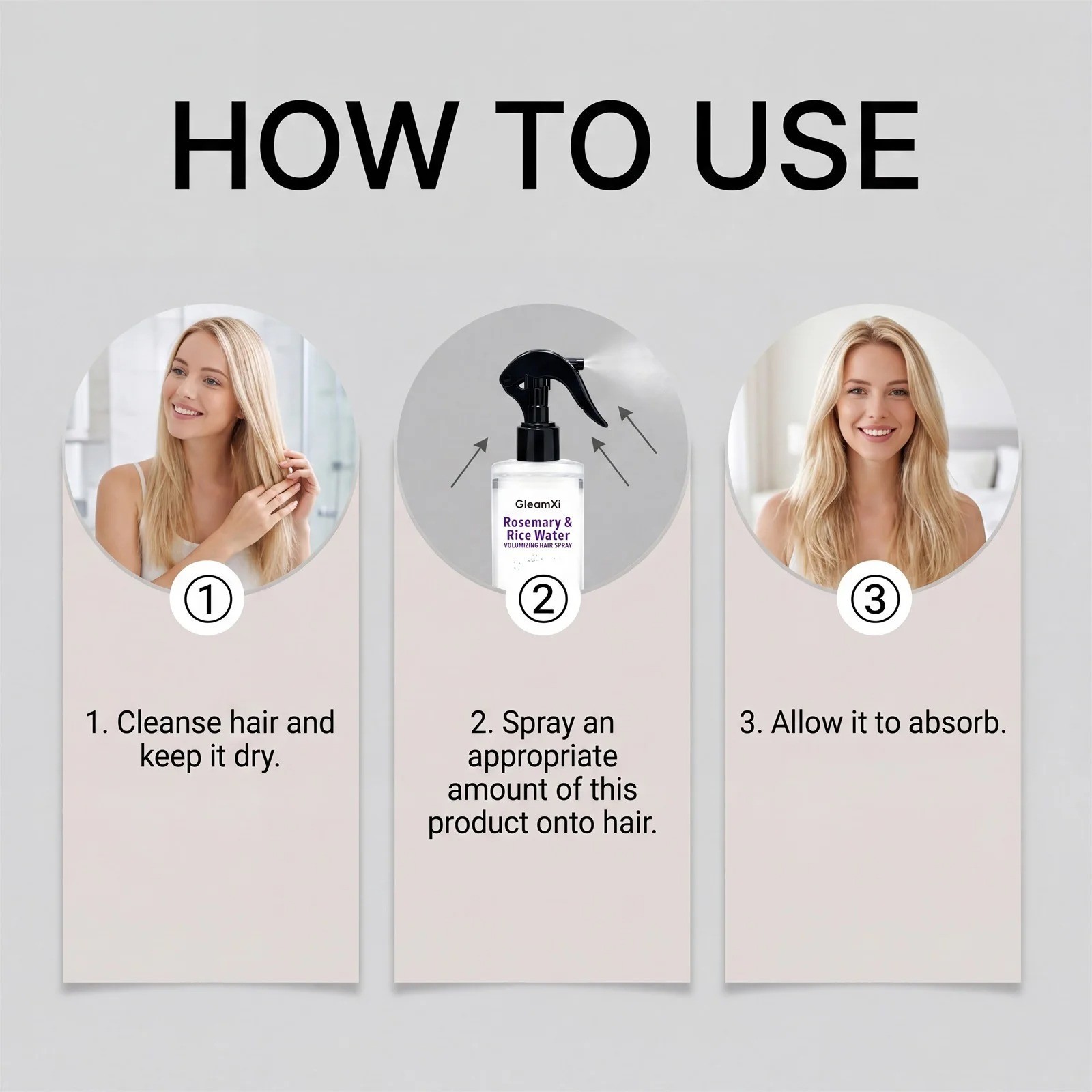 Rosemary & Rice Water Hair Growth Spray Volumizing Hair Mist 100ml Non Greasy