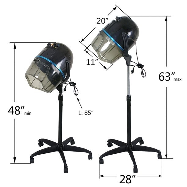 Stand Up Floor Professional Bonnet Hair Dryer 1300W, Black