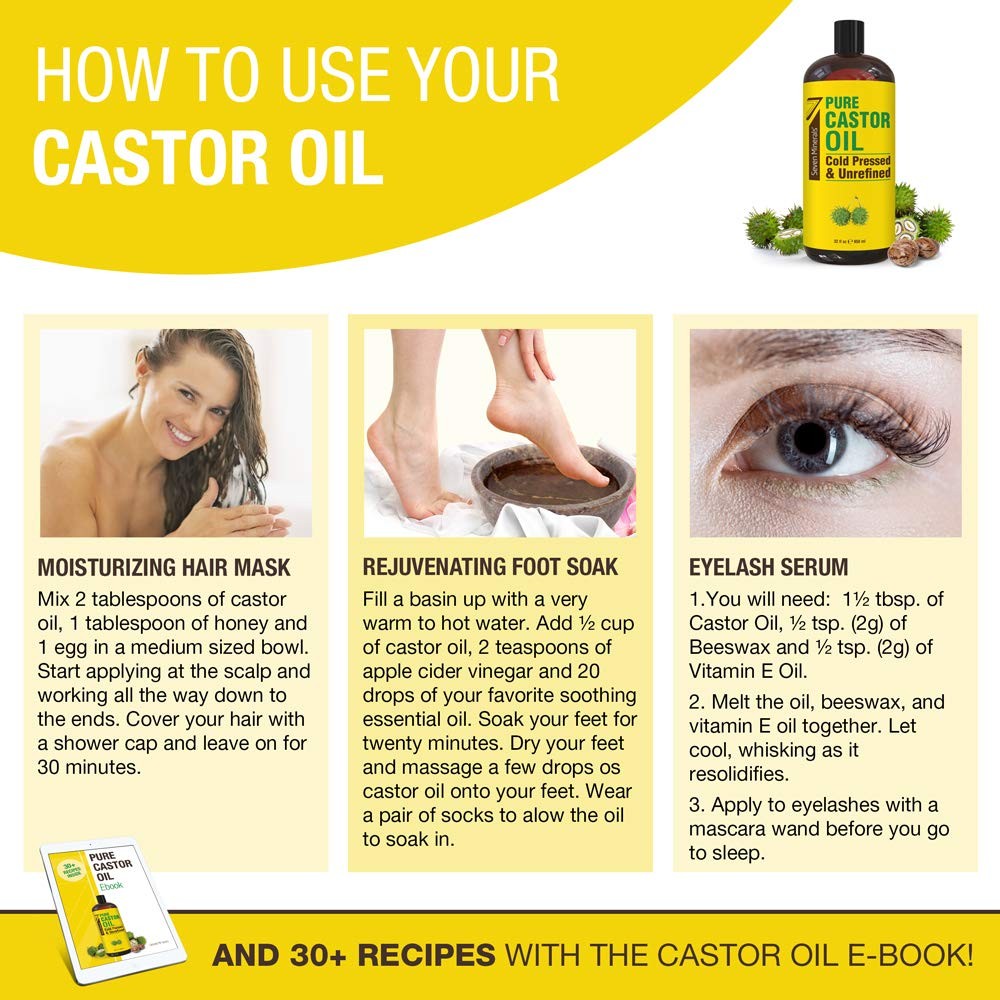 Pure Cold Pressed Castor Oil – Big 32 fl oz Bottle – Unrefined & Hexane Free …