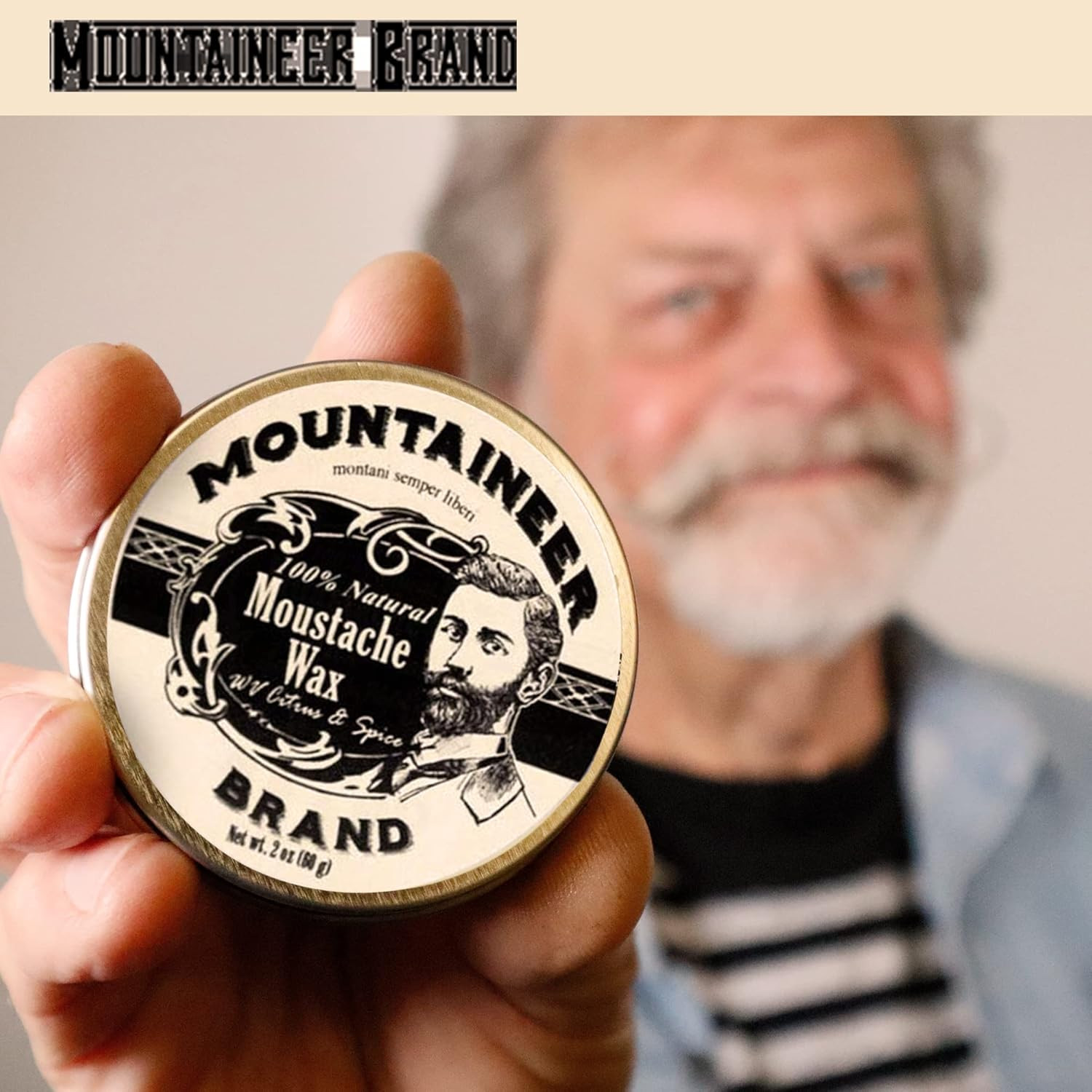 Mountaineer Brand Unscented Natural Mustache Wax | Strong and Extra Firm Hold |