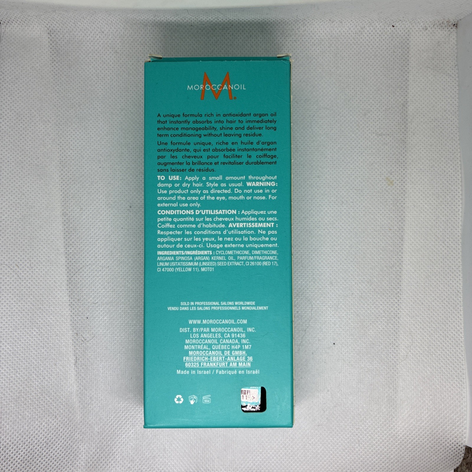 Moroccan oil Treatment Hair Oil Large 3.4 Fl. oz. With Pump