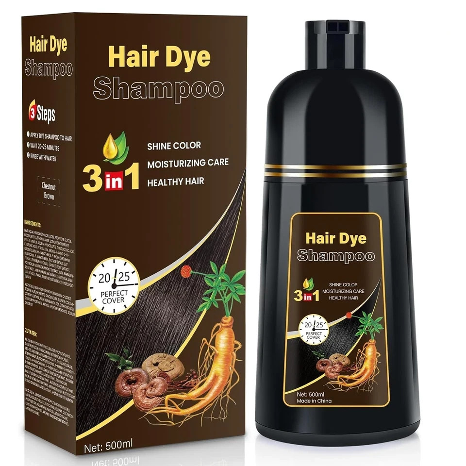 NEW Hair Dye Shampoo 3 in 1 for Women/Men for Gray Coverage Instant Hair Color