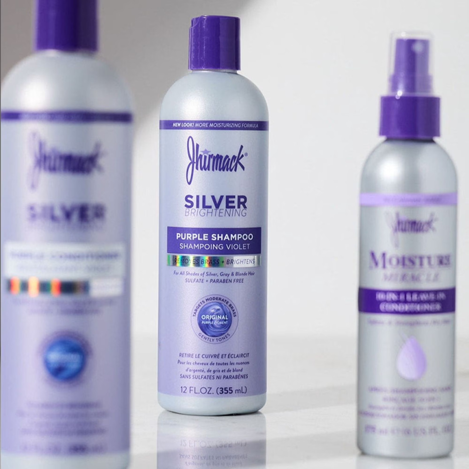 Jhirmack Silver Brightening Purple Shampoo for All Shades of Gray, White 12 floz