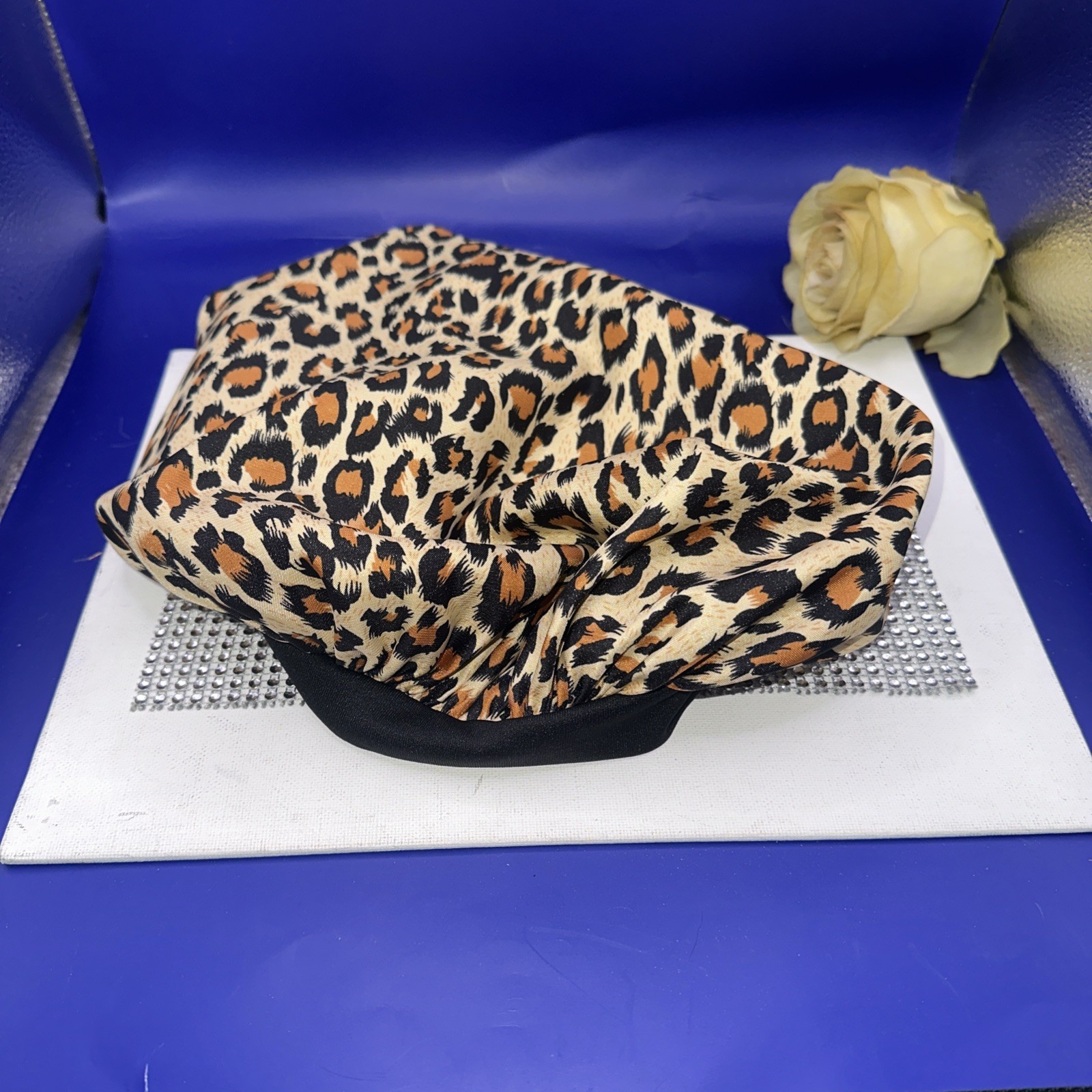 EVOLVE LEOPARD CHEETAH 🐆 Satin Hair Bonnet Chemo Adult M/L, Sleep Cap