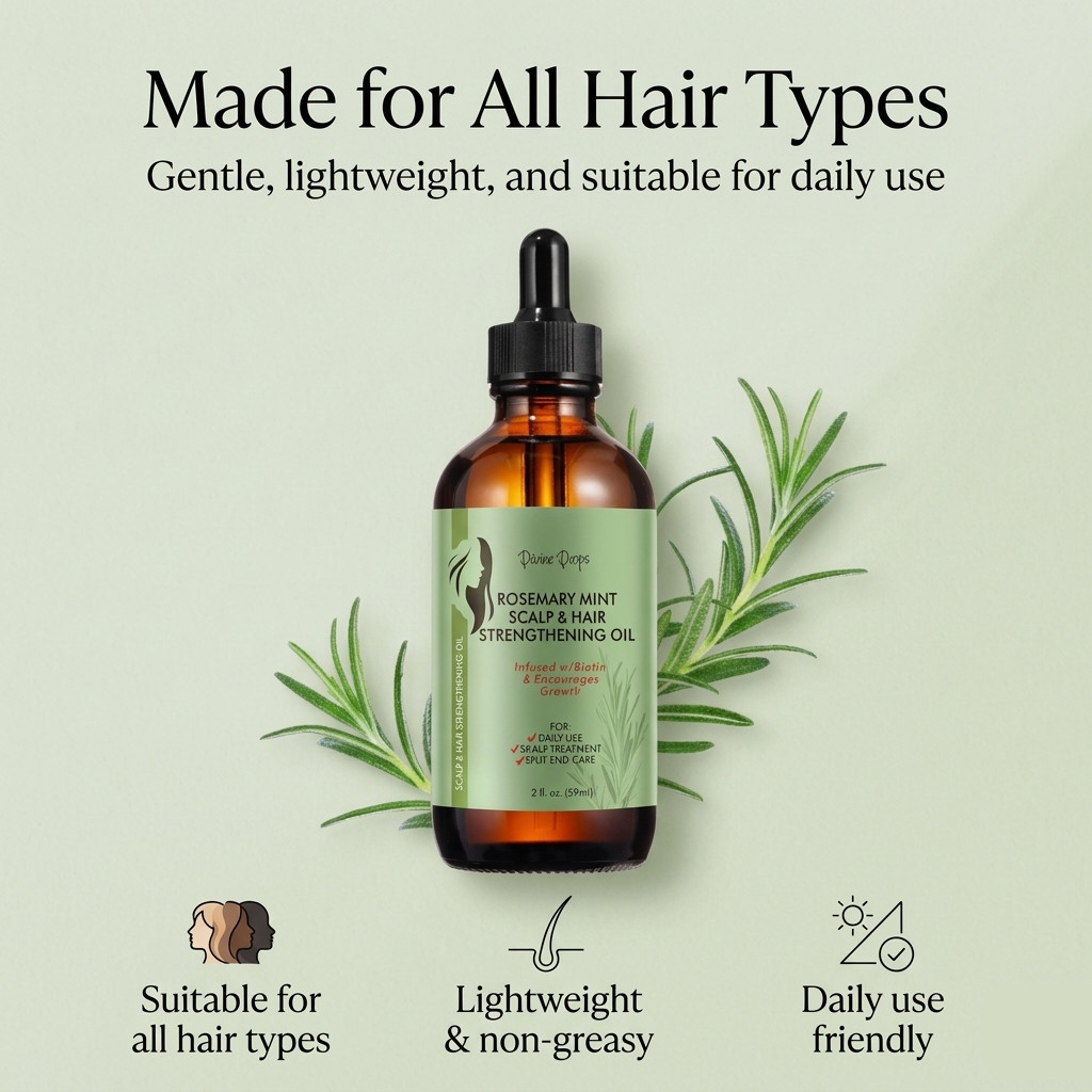 Divine Drop Organic Rosemary Oil for Hair Growth,100% Pure Mint Scalp & Hair Oil