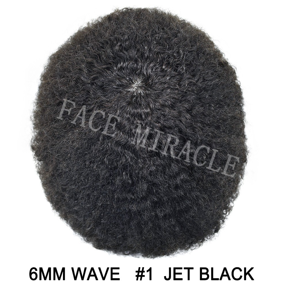 Afro Curly Mens Toupee Hair Unit for Black Men Full PU Afro Toupee for Black Men