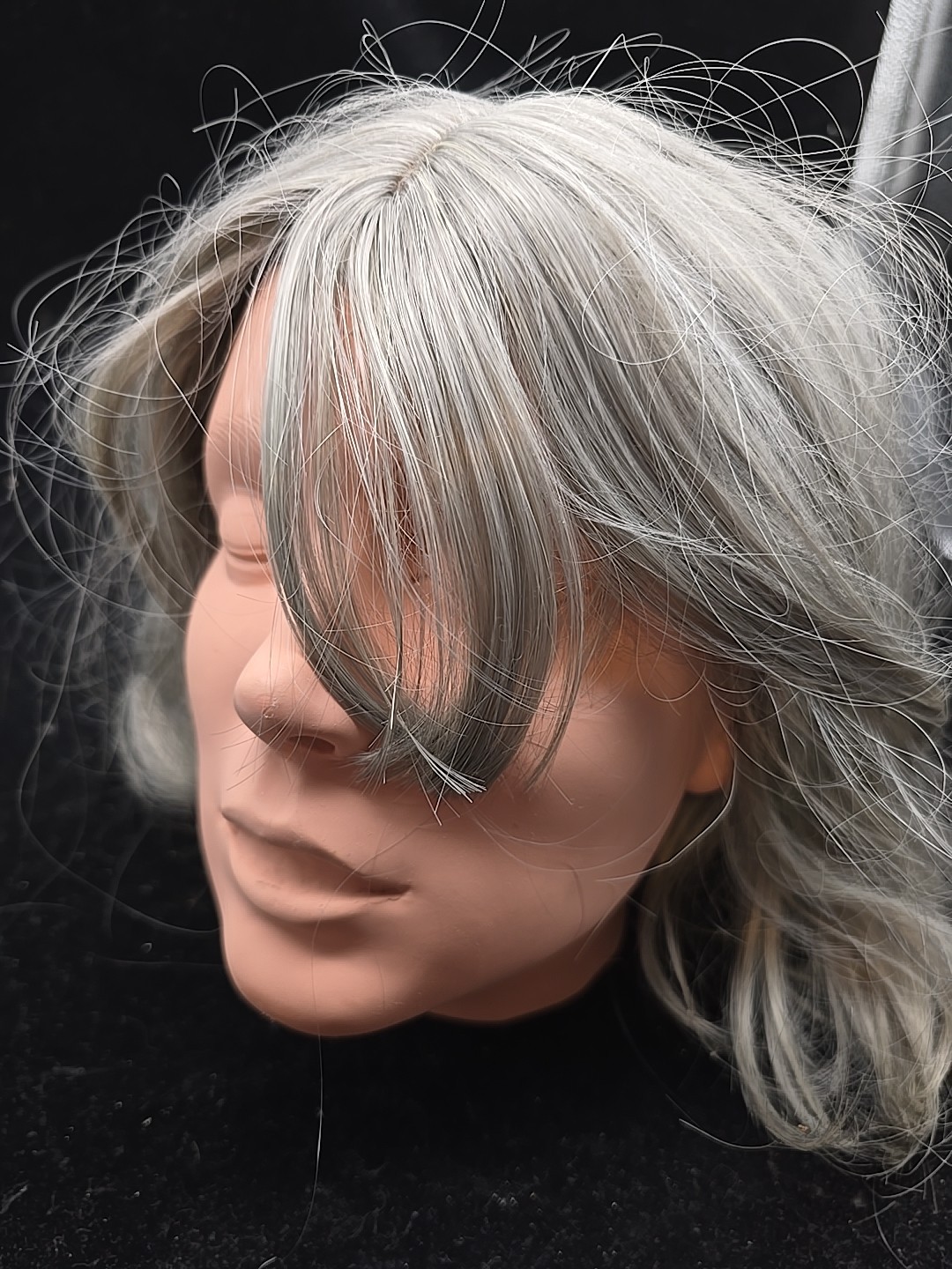 Grey Bob Medium Wigs Silver Gray Bob Wig Offset Bangs Adjustable Unbranded