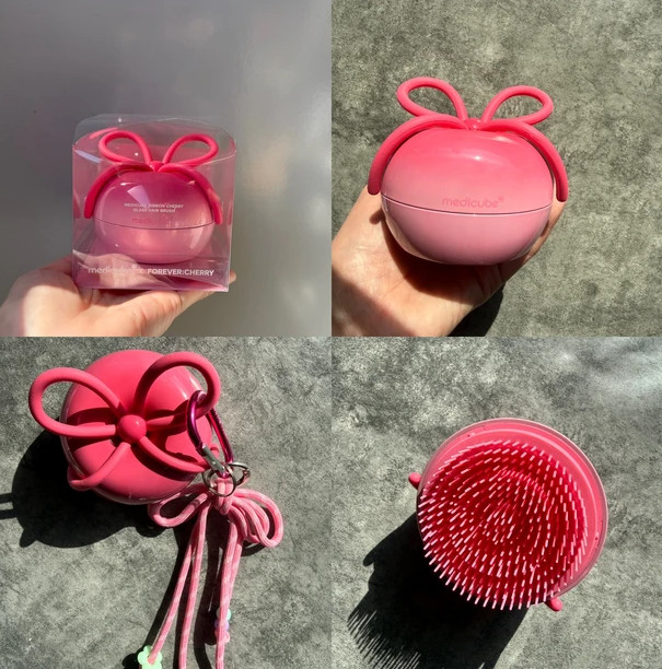 Medicube Ribbon Cherry Glass Hair Brush Pink Coquette Y2K Wonyoung