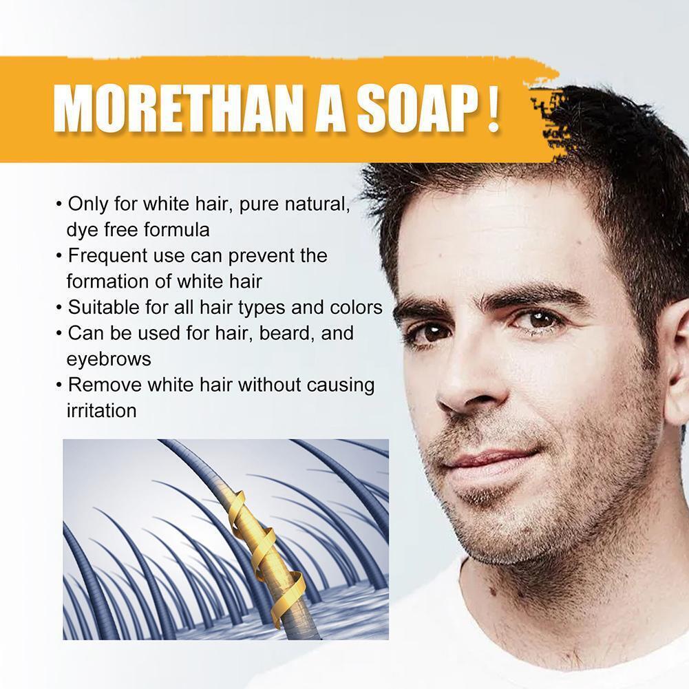 2 × Men’s Grey Coverage Bar Shampoo Hair Darkening Black Soap Grey Hair Cover US