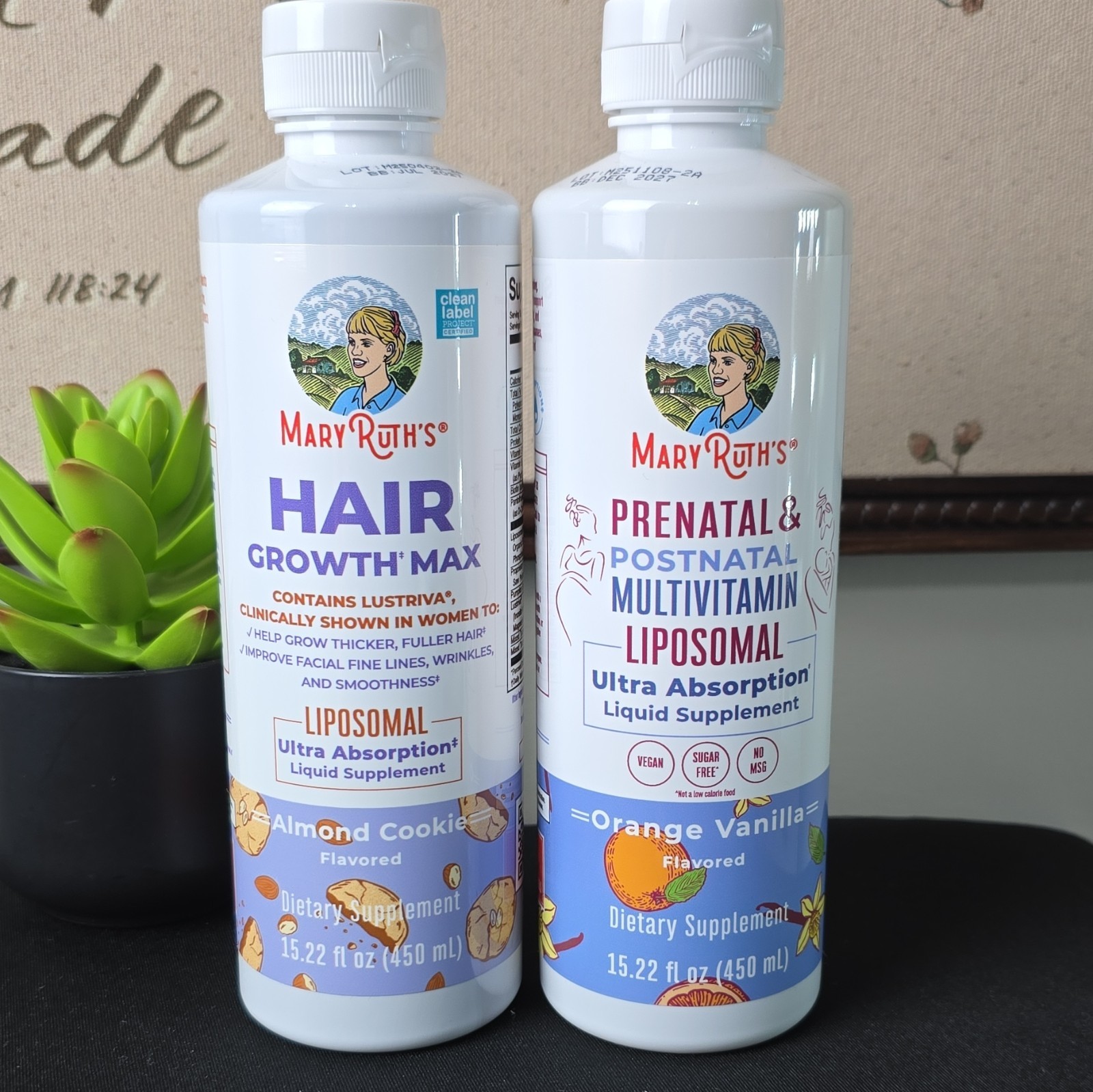 MaryRuth’s Liposomal Hair Growth Max Lustriva Liquid 15.22oz Almond Cookie