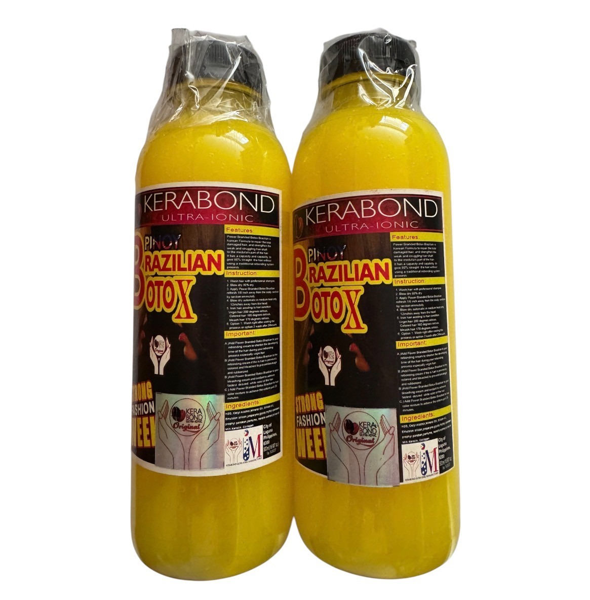 2 Bottles Kerabond Ultra-Ionic Pinoy Brazilian Hair Bo-tox, 500ml Each