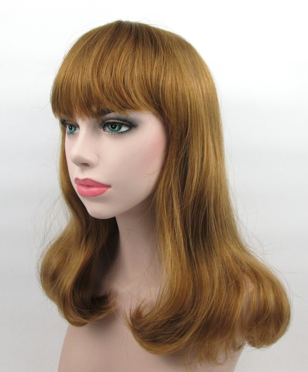 WOMENS LONG STRAIGHT HAIR CHINA DOLL STYLE WIG W/ BOTTOM CURLS & BANGS SUSAN