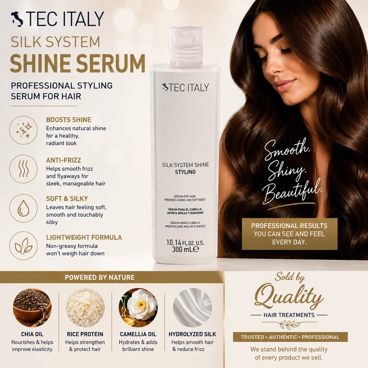 Tec Italy Silk System Shine Treatment – Shine & Softness Serum for hair 10.1 oz