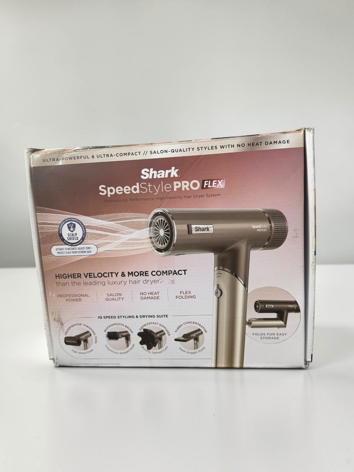 Shark SpeedStyle PRO FLEX Hair Dryer System w/ 4 Styling Attachments Foldable