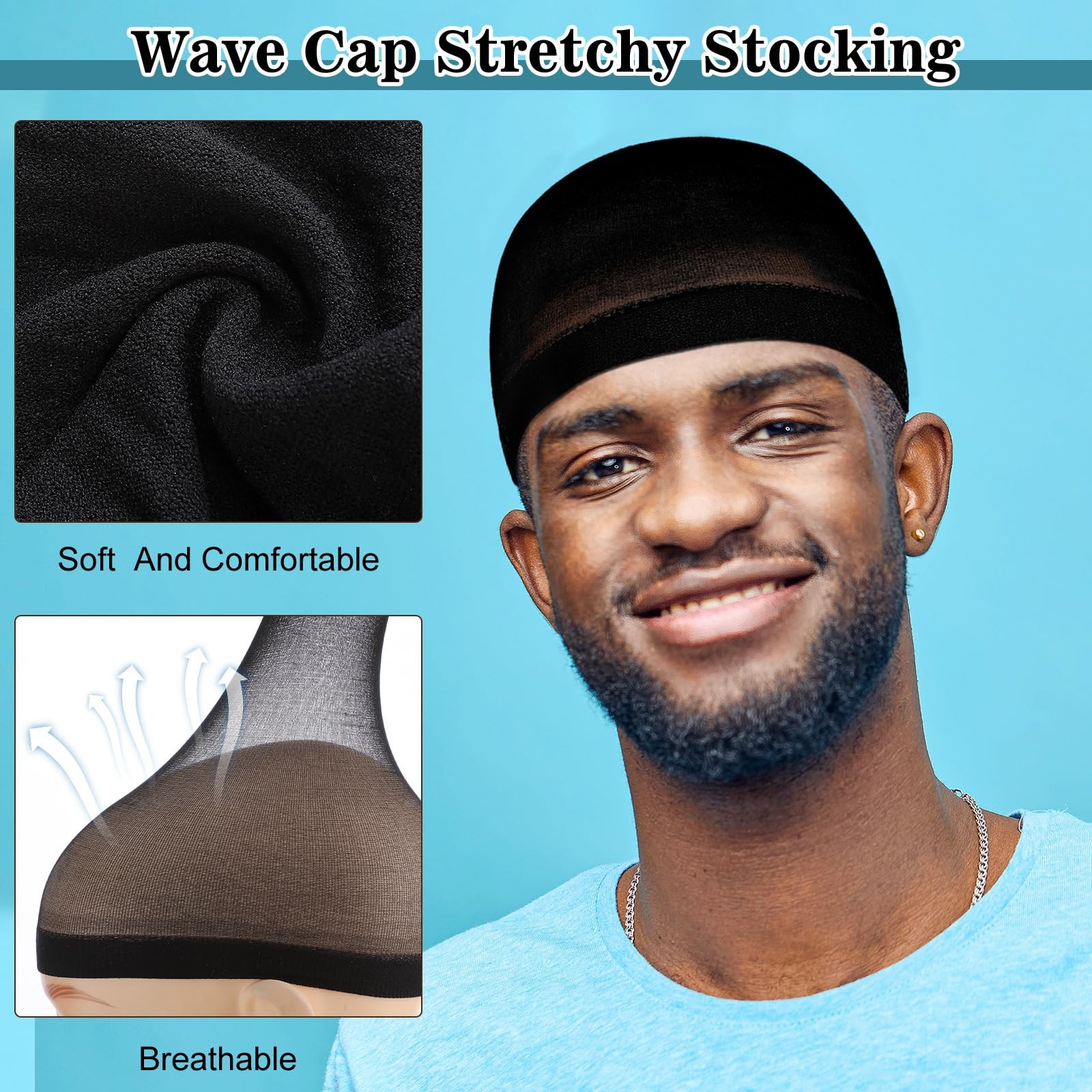 10 Pcs Stocking Wave Cap for Men Adult Stretchy Nylon Skull Wave Lightweight …