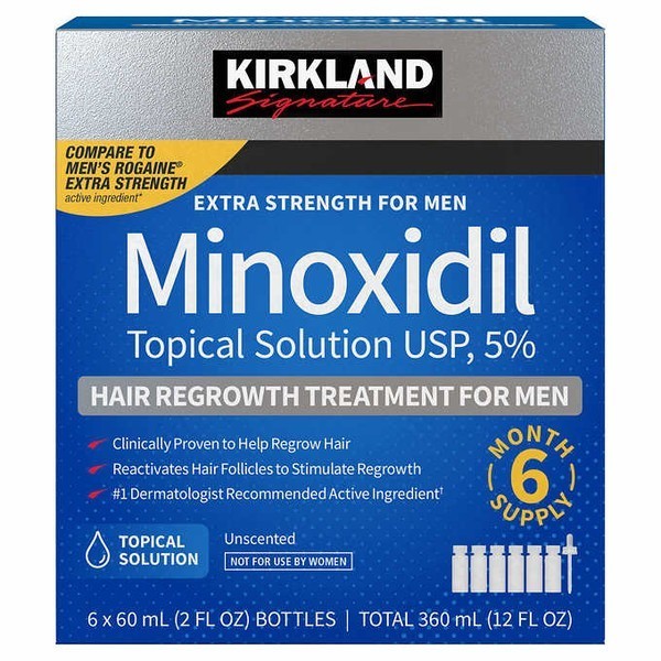 Kirkland Minoxidil 5% Hair Regrowth Solution Extra Strength Men 6 Month Supply