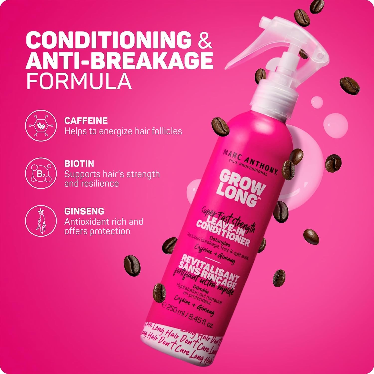 Marc Anthony Grow Long Leave-In Hair Conditioner Biotin Caffeine Spray