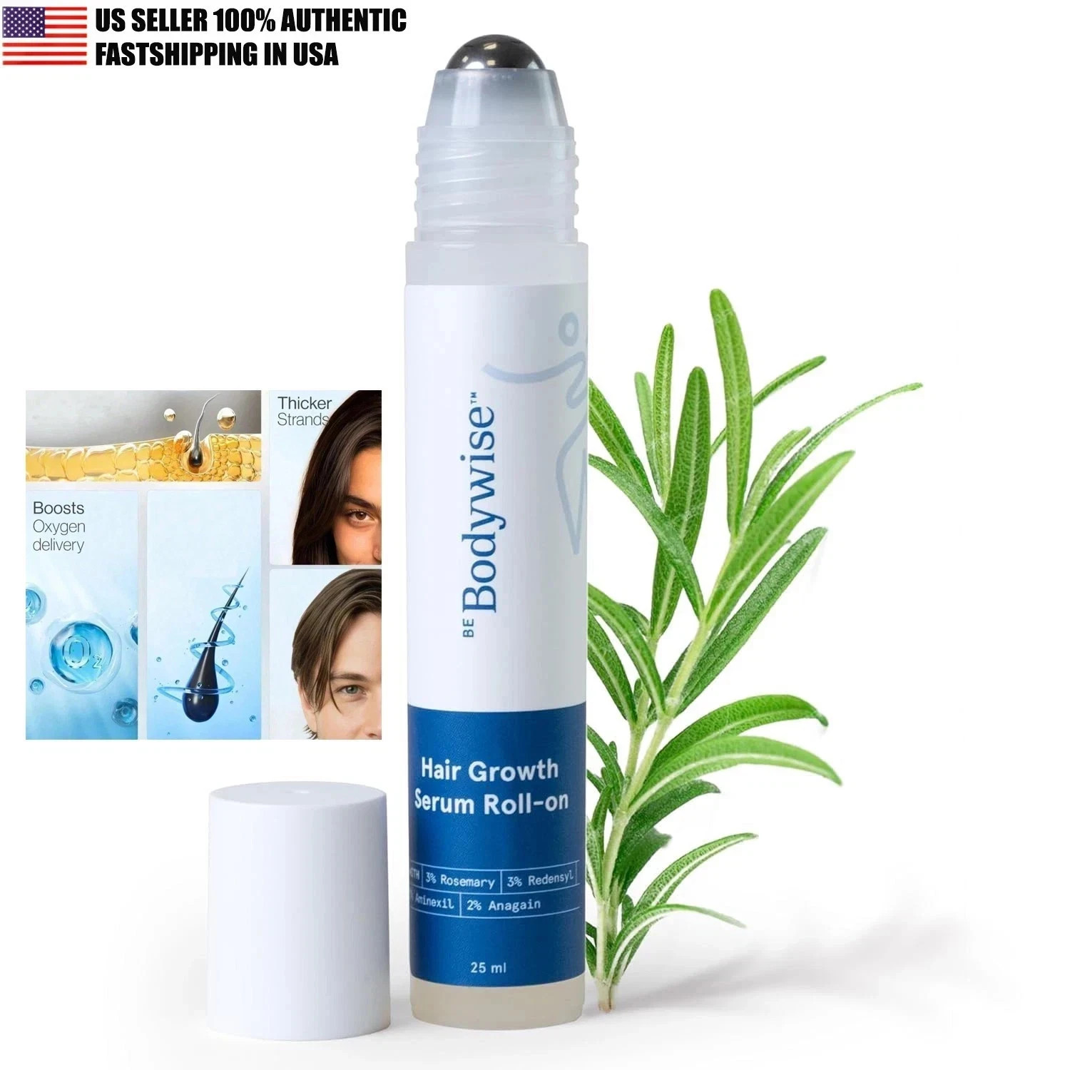 Be Bodywise Rosemary Hair Growth Serum (Roll On) Thicker & Stronger Hair 25 ml