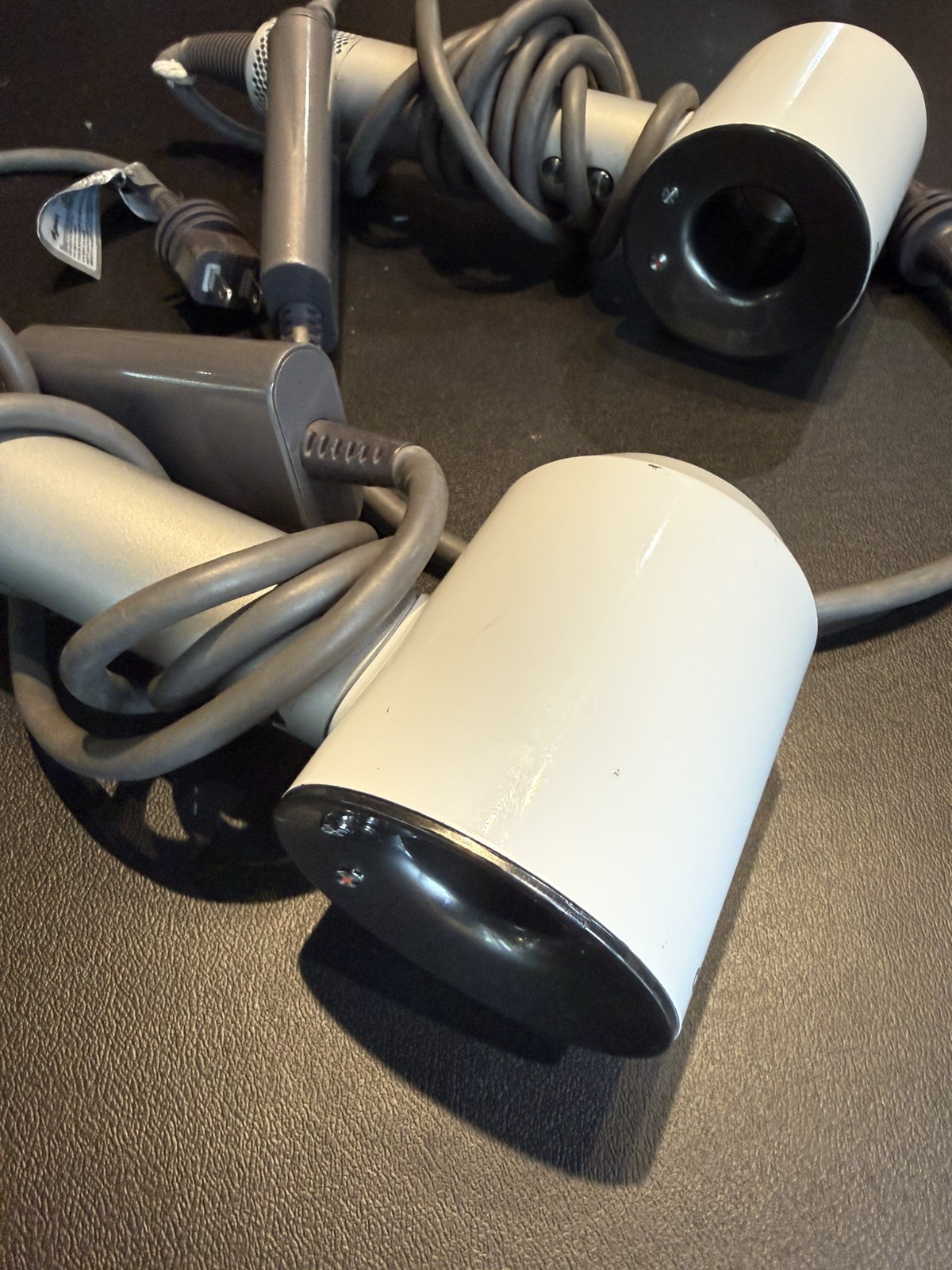 2 LOT – Dyson HD01 Hair Dryers, Silver/White – FOR PARTS or REPAIR – NOT WORKING