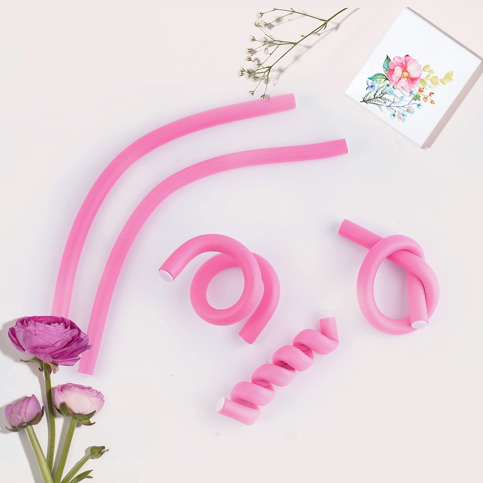 30PCS 9.45″ Flexi Rods Curlers Set for Short and Long 31 Piece Set, Pink