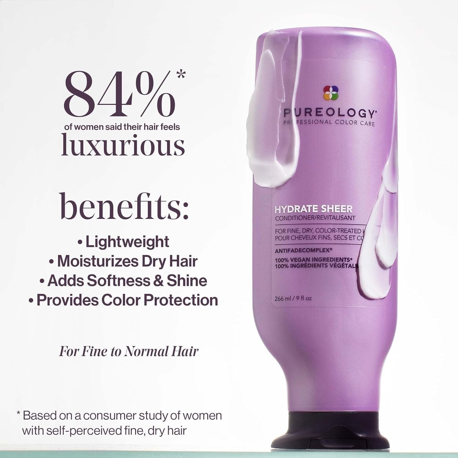 Pureology Hydrate Sheer Conditioner 9 fl oz – Vegan, Silicone-Free