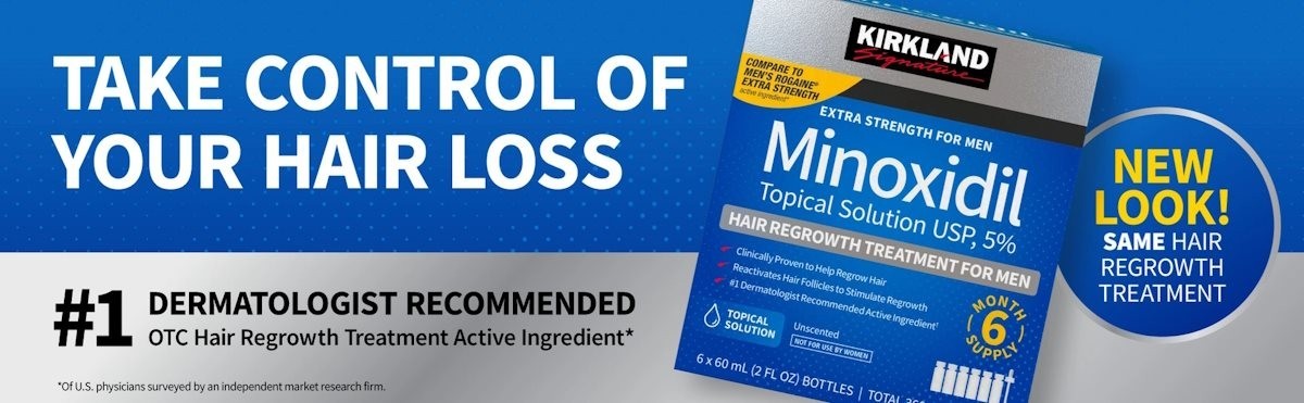 Kirkland Minoxidil 5% Extra Strength Men 6 Month Supply Hair Regrowth FREE SHIP