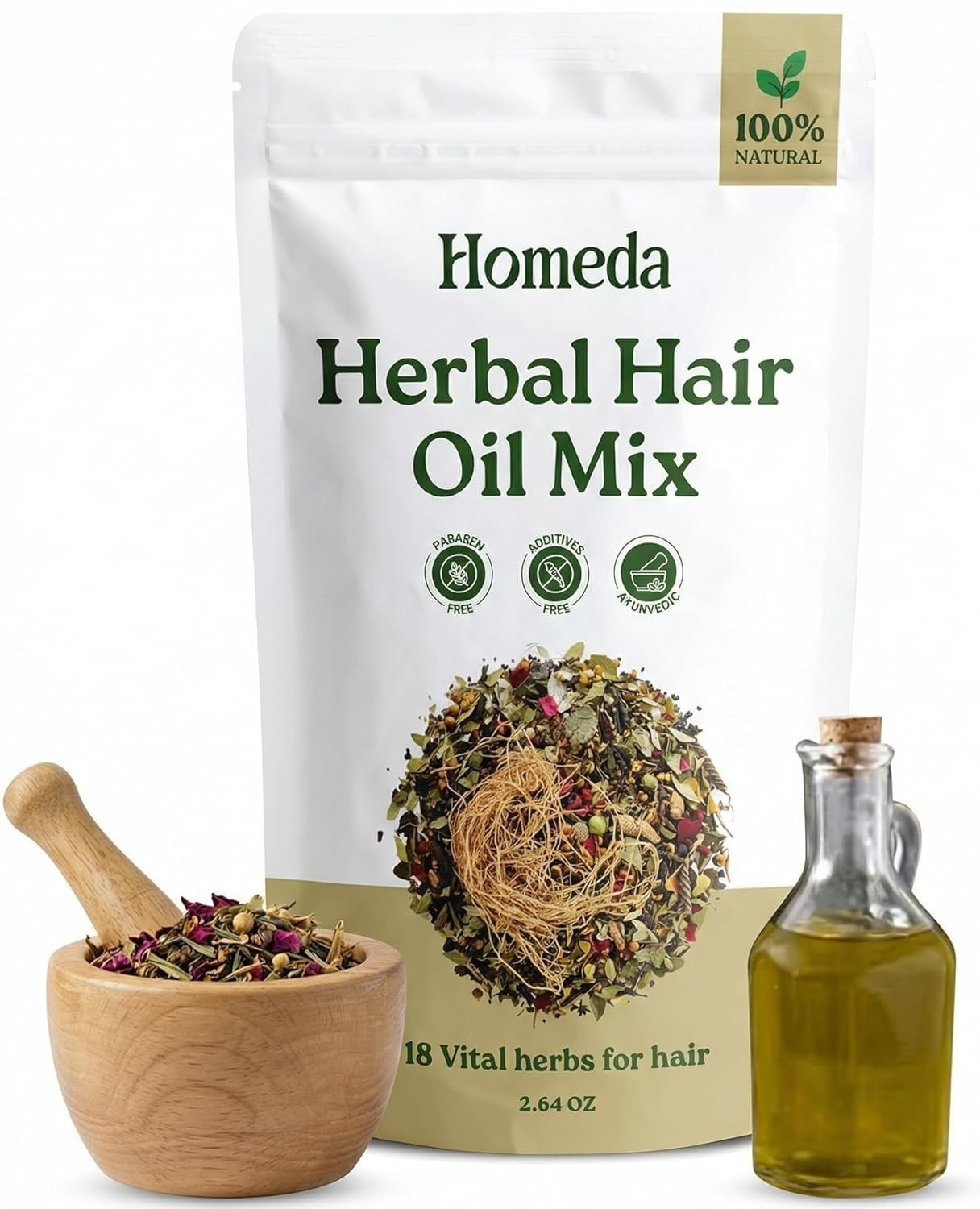 Premium Herbal Hair Oil Mix Herbs with 18 Ayurvedic Jadibuti Infused Oil 75g