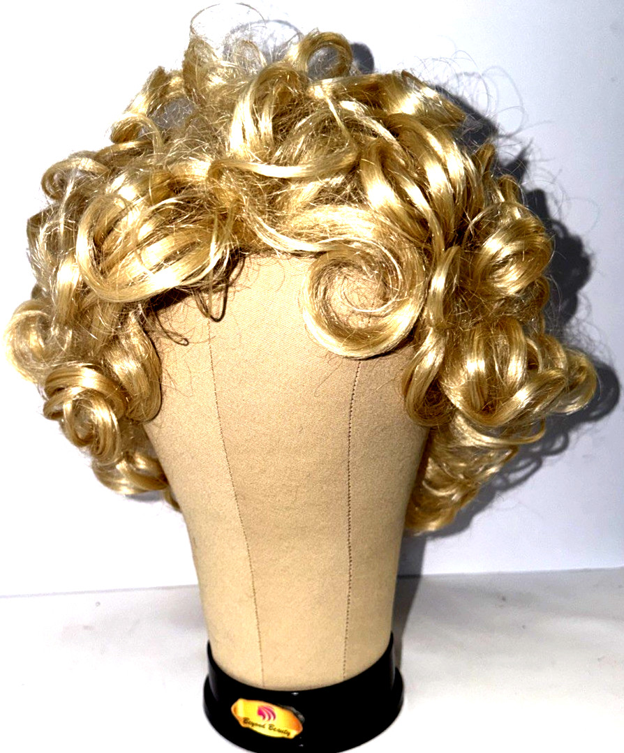 Vintage Curly Wig Short Ash Blonde Synthetic Modacrylic China Japan Fiber