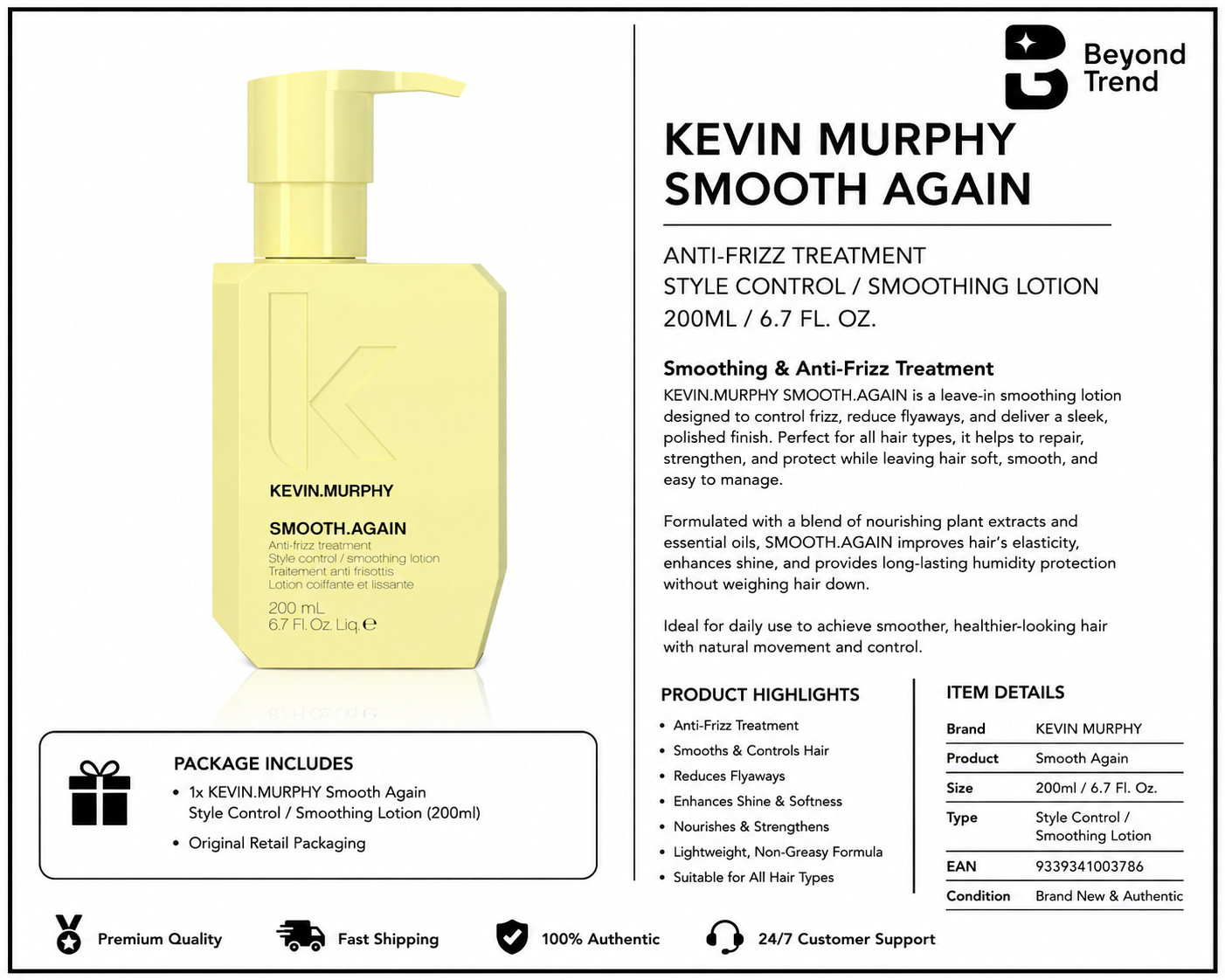 Kevin Murphy Smooth Again Anti Frizz Treatment 200ml 6.7oz NEW FAST SHIP