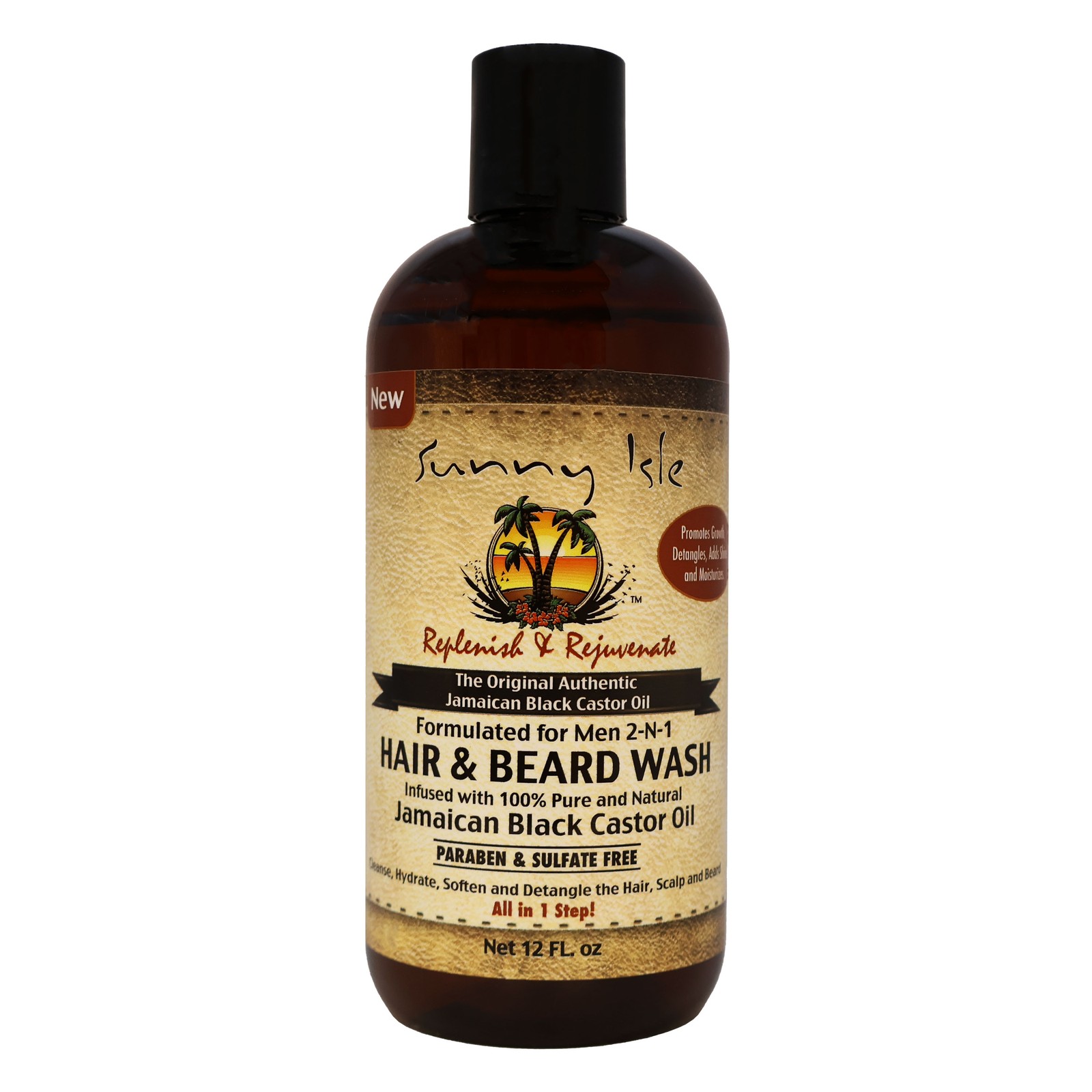 Sunny Isle Men 2N1 Hair Beard Wash Jamaican Black Castor Oil|Case of 6
