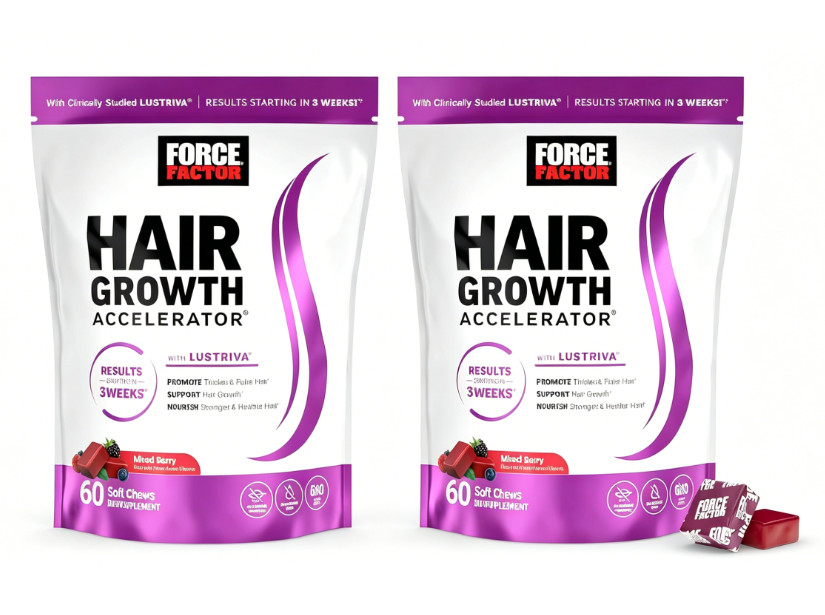 Women Hair Growth Chewable Tablets | Force Factor Accelerator Supplement, 2-Pack