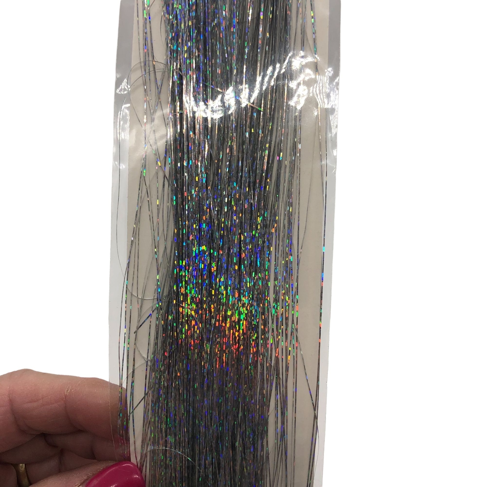 Glam & Wild Clip-in Synthetic Hair Extension 13″ Party Silver Tinsel