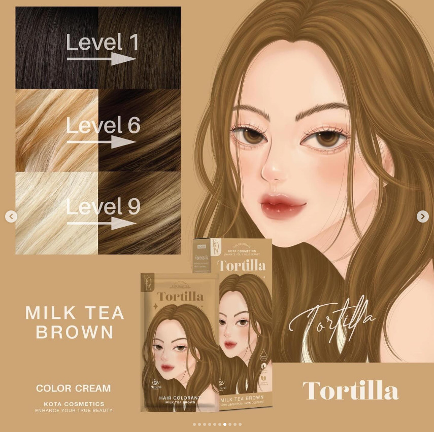 KOTA Hair Color Natural Organic Cream Extract 100g Milk Tea Brown ( Tortilla)