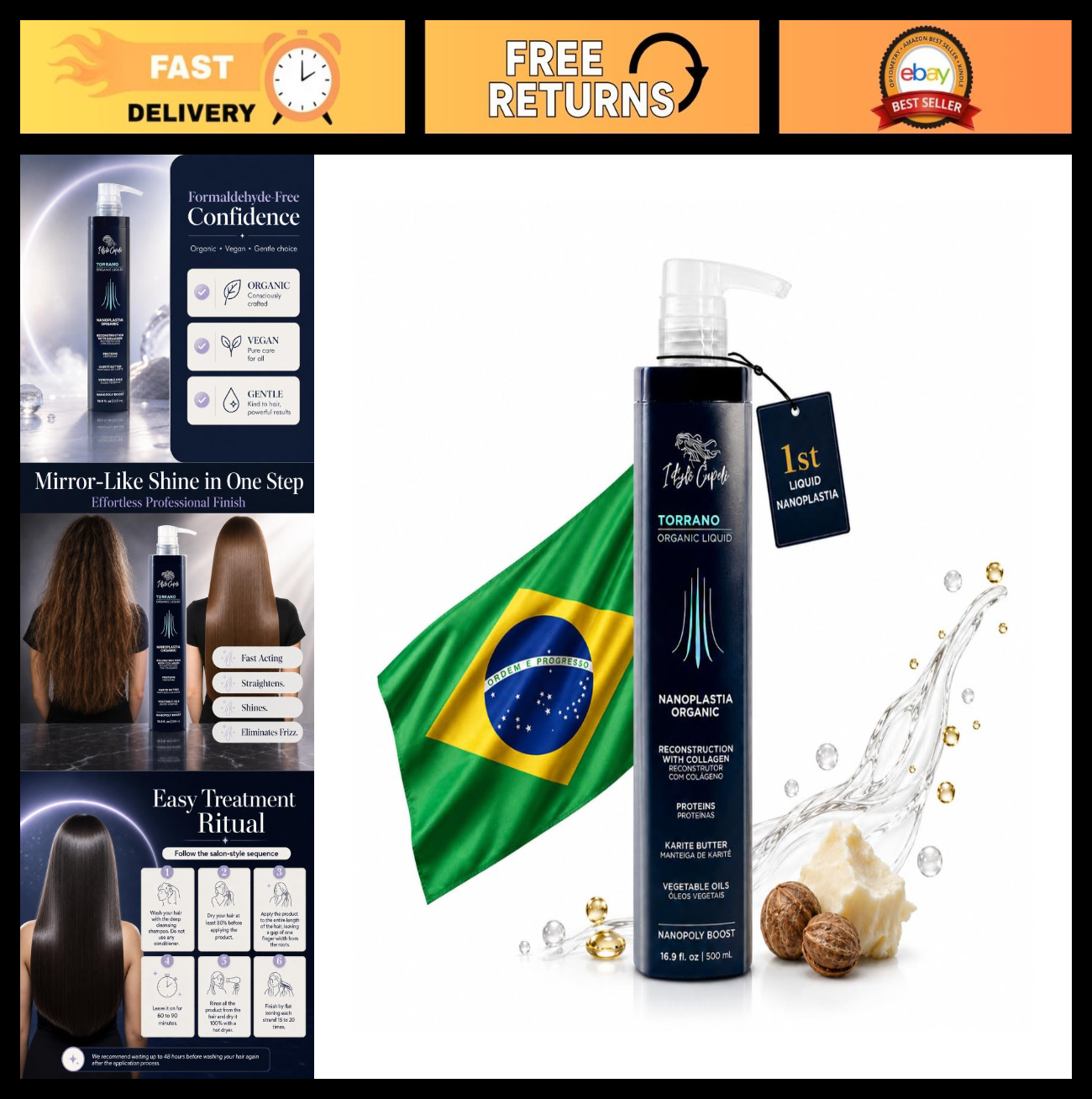 Liquid Nanoplastia Keratin Hair Treatment – Straightening, Formaldehyde-Free, 50