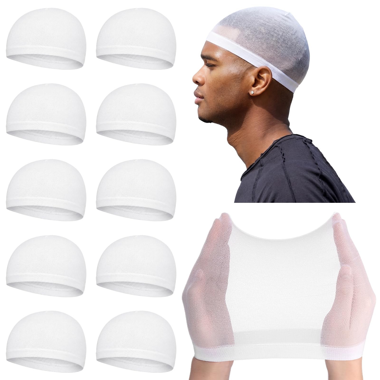 10 Pcs Stocking Wave Cap for Men Adult Stretchy Nylon Skull Wave Lightweight …
