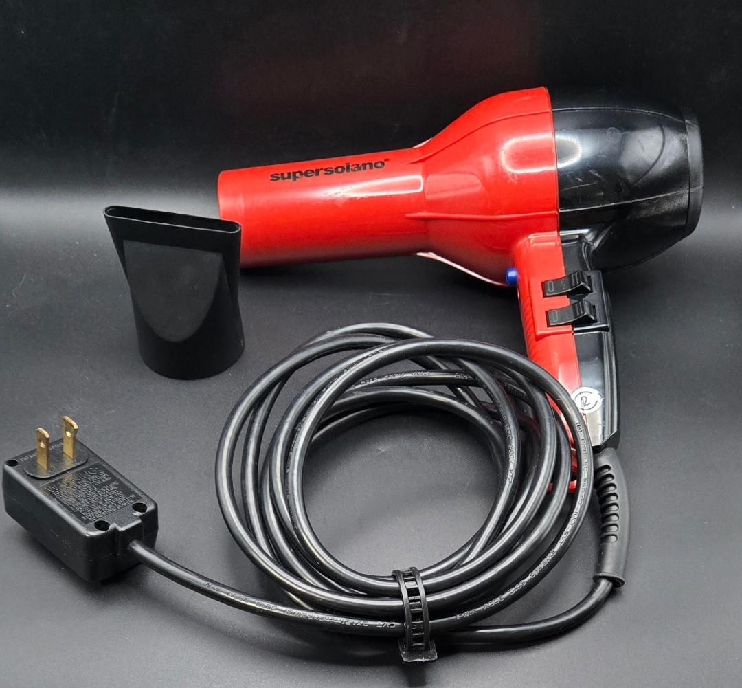 Super Solano 1875 Watt Prof. Hair Dryer Model 201232 Red/Black Italy w/Nozzle
