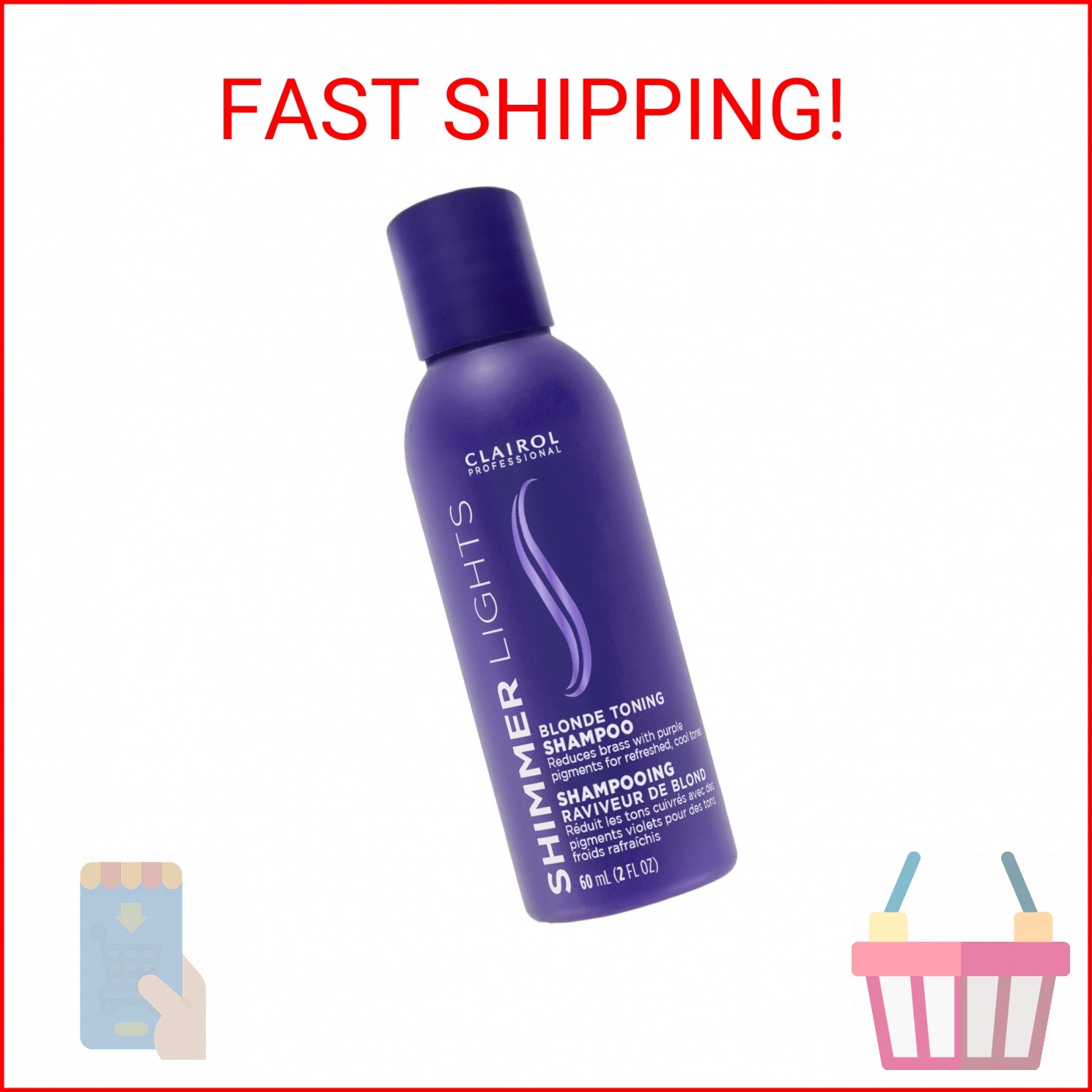 Clairol Professional Shimmer Lights Purple Shampoo, 2 fl. Oz Neutralizes Brass &