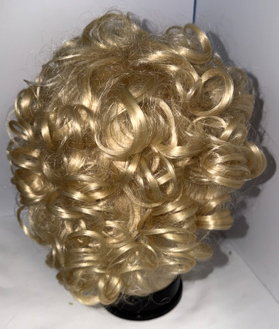 Vintage Curly Wig Short Ash Blonde Synthetic Modacrylic China Japan Fiber