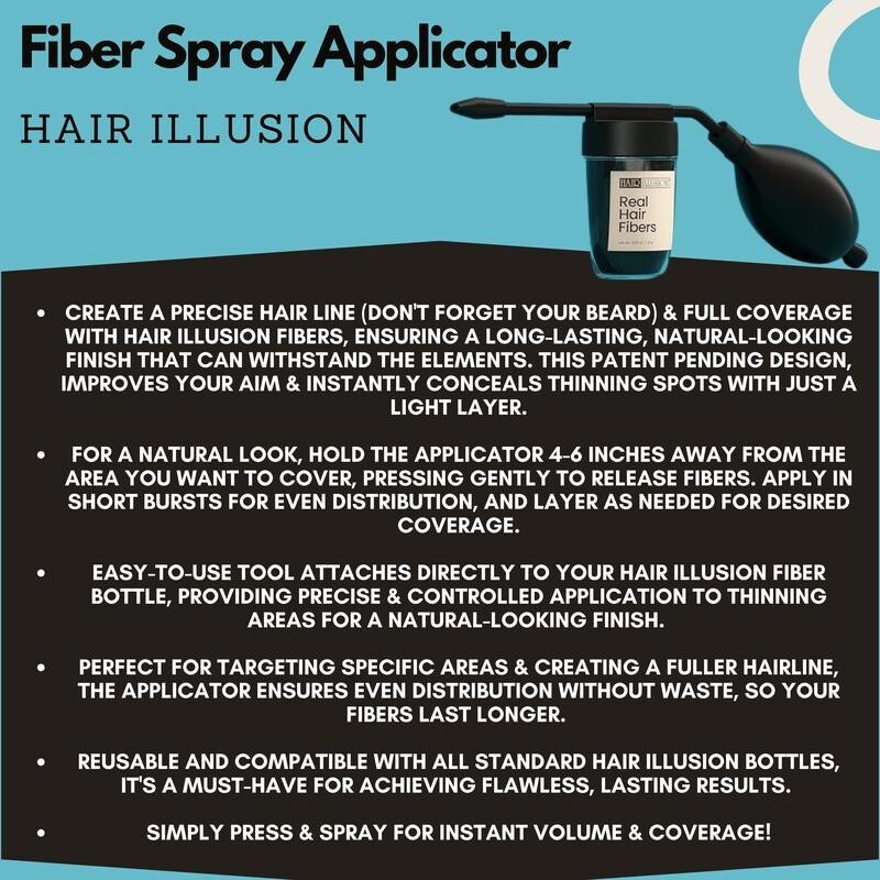 Hair Illusion 100% Real Hair Fibers Combo: Fibers, Hold & Water Spray, & App.