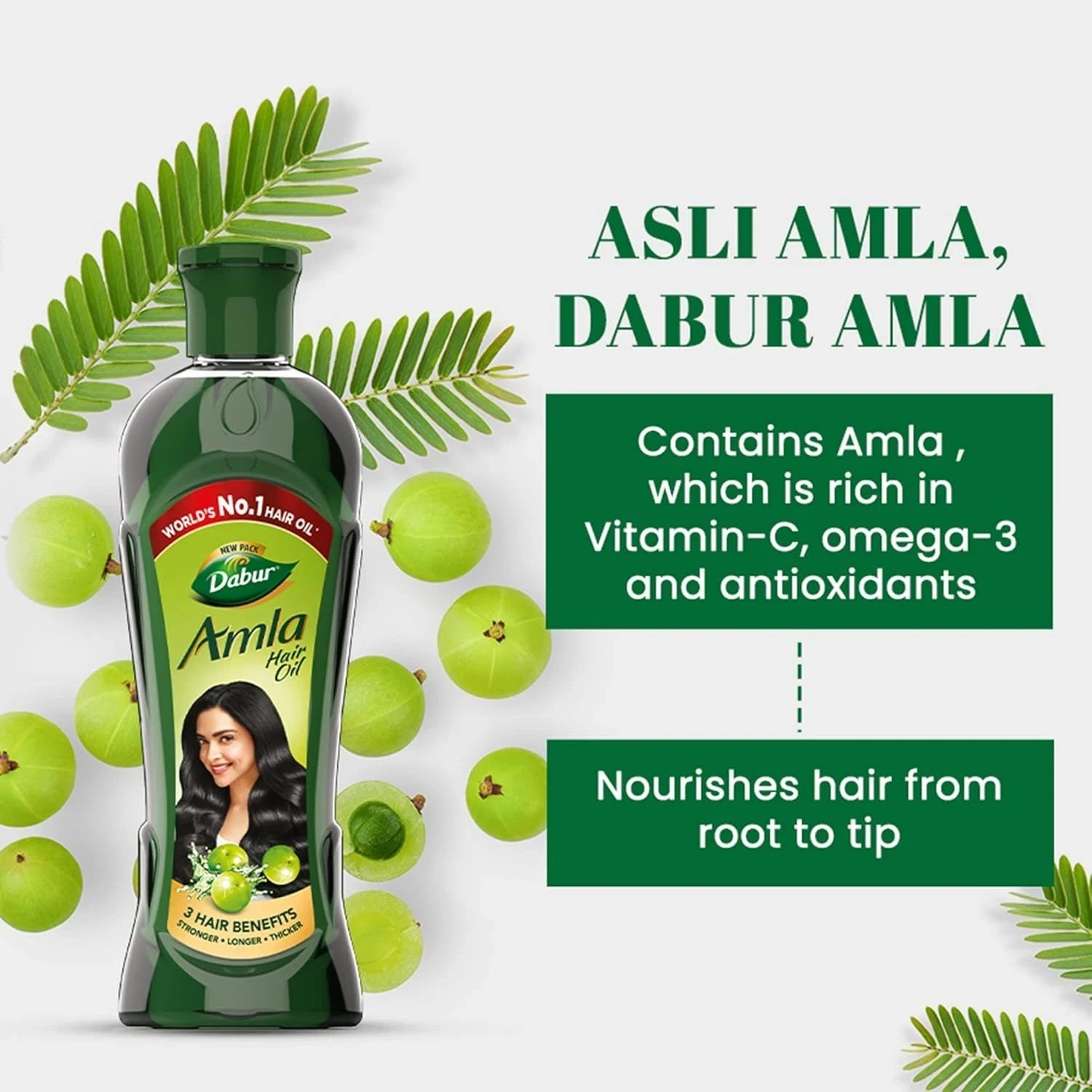 Dabur Amla Hair oil for Stronger, Longer and Thicker Hair -180ml