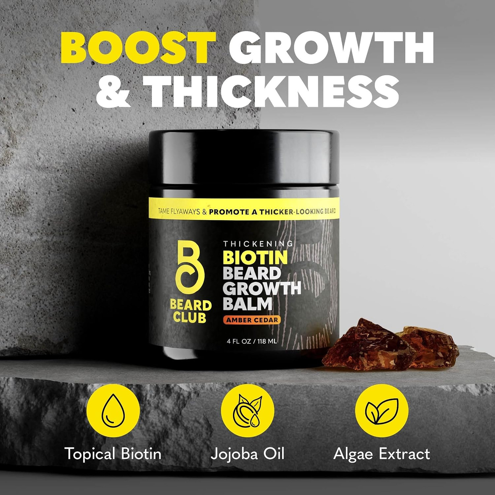 Beard Balm Biotin for Men Shea Butter Castor Coconut Oil 4 oz Moisturizing
