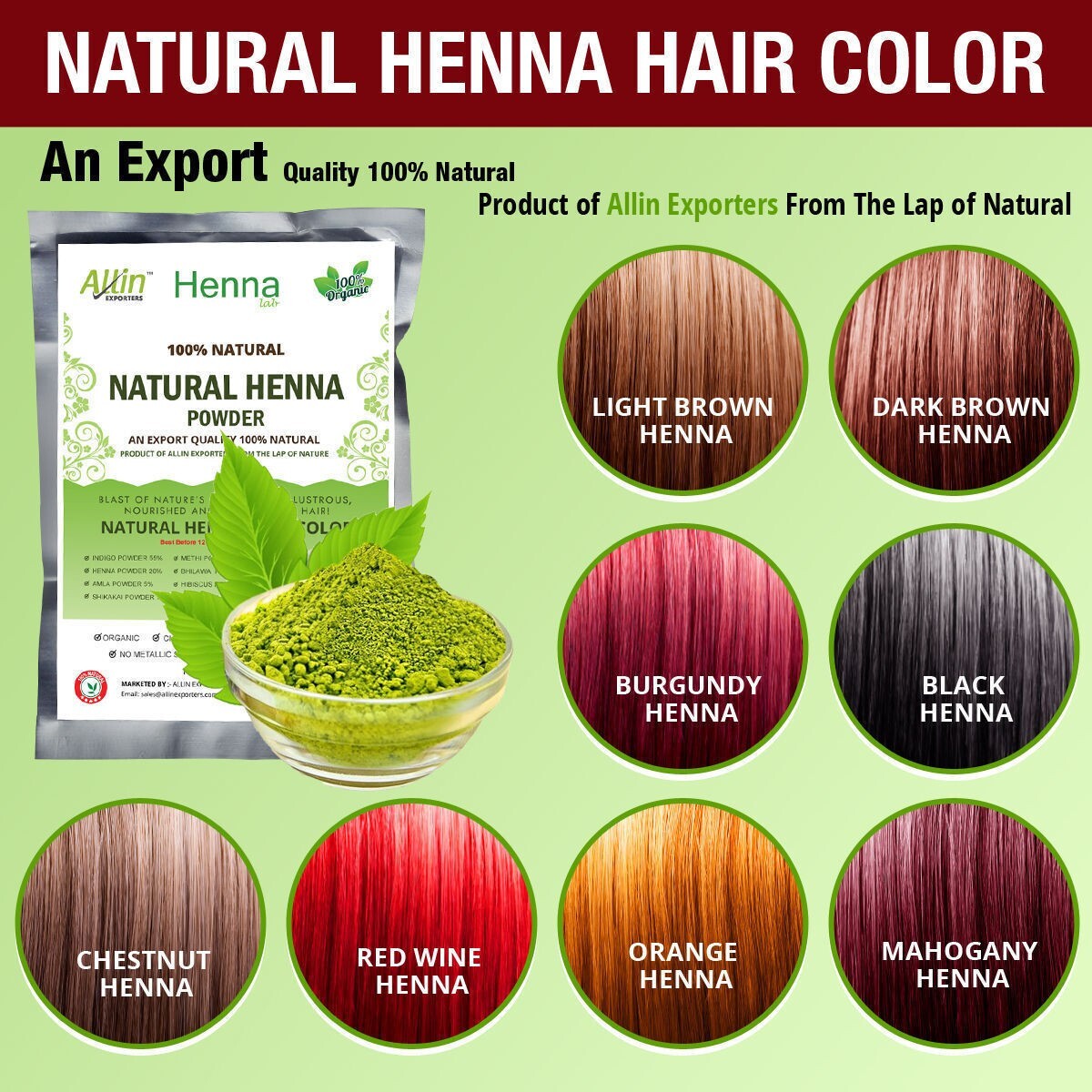 Original Allin Henna Hair Color – Long-Lasting Dye for Vibrant Hair
