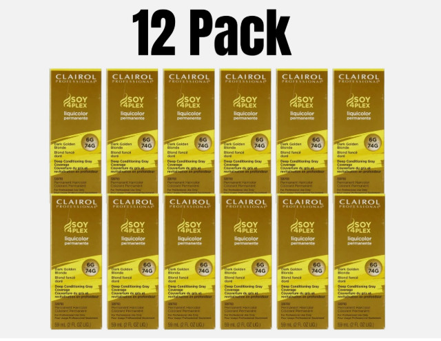 Clairol SOY4PLEX Liquicolor 6G 74G Dark Golden Blonde Bulk Lot 12 Pack 2 oz NEW