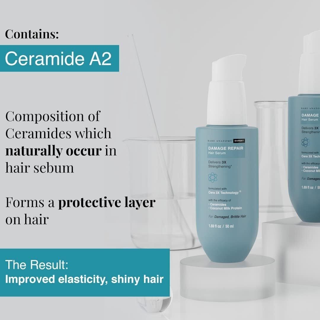 Bare Anatomy Damage Repair Hair Serum, Cera3x Technology | 3x Hair Strengthening